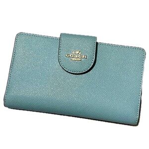 Coach Xorin Tech Wallet Wristlet Clutch Green/Teal Pebble Leather C2869 IMTEA
